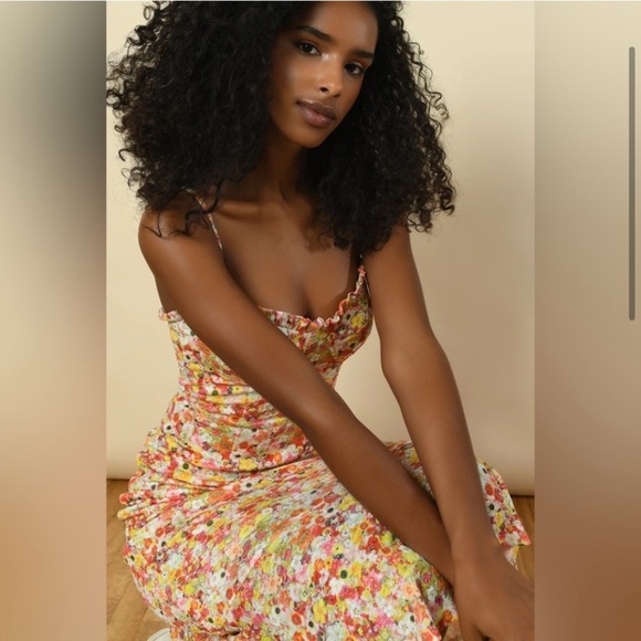 Hutch Anthropologie Selene floral ruffle hem underwire bust midi/maxi dress - Picture 4 of 11